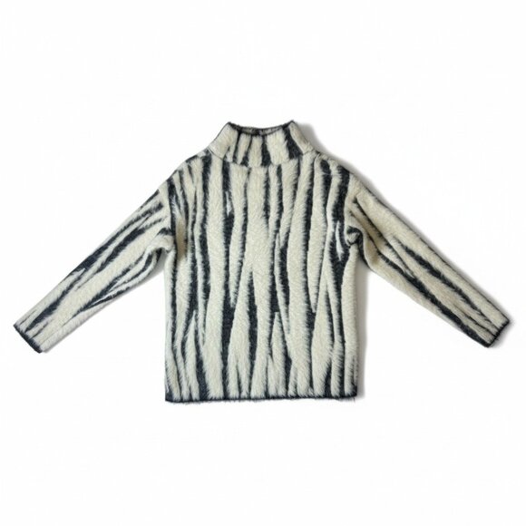 Anthropologie Cindy Eyelash Quarter Zip Zebra Brushed Knit Cozy Sweater Women’s - Picture 8 of 8